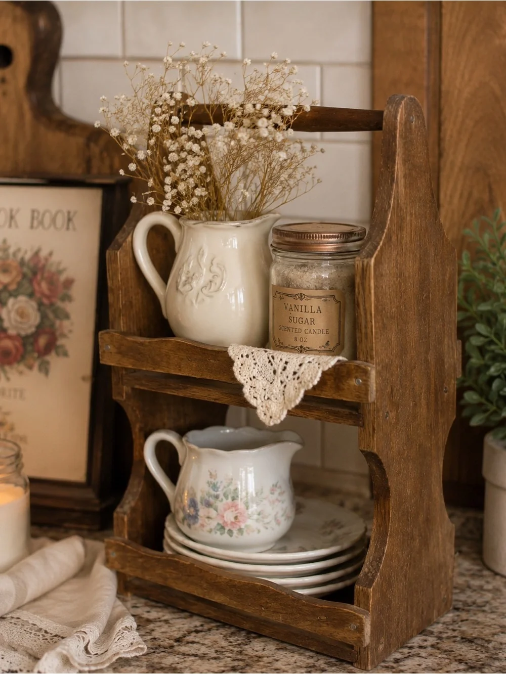 Rustic Wooden Wall Shelf - Brown